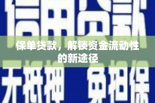 大涌保单贷款，解锁资金流动性的新途径