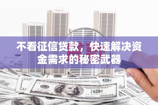 大涌不看征信贷款，快速解决资金需求的秘密武器