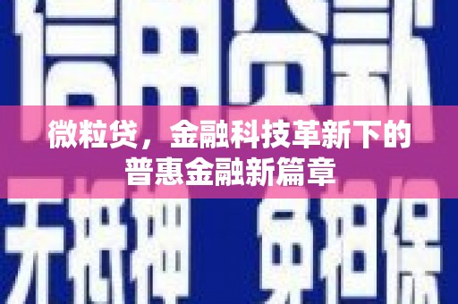 大涌微粒贷，金融科技革新下的普惠金融新篇章
