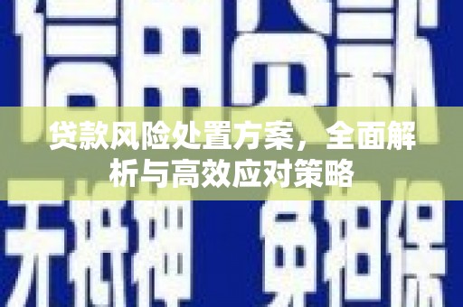大涌贷款风险处置方案，全面解析与高效应对策略