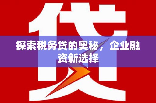大涌探索税务贷的奥秘，企业融资新选择